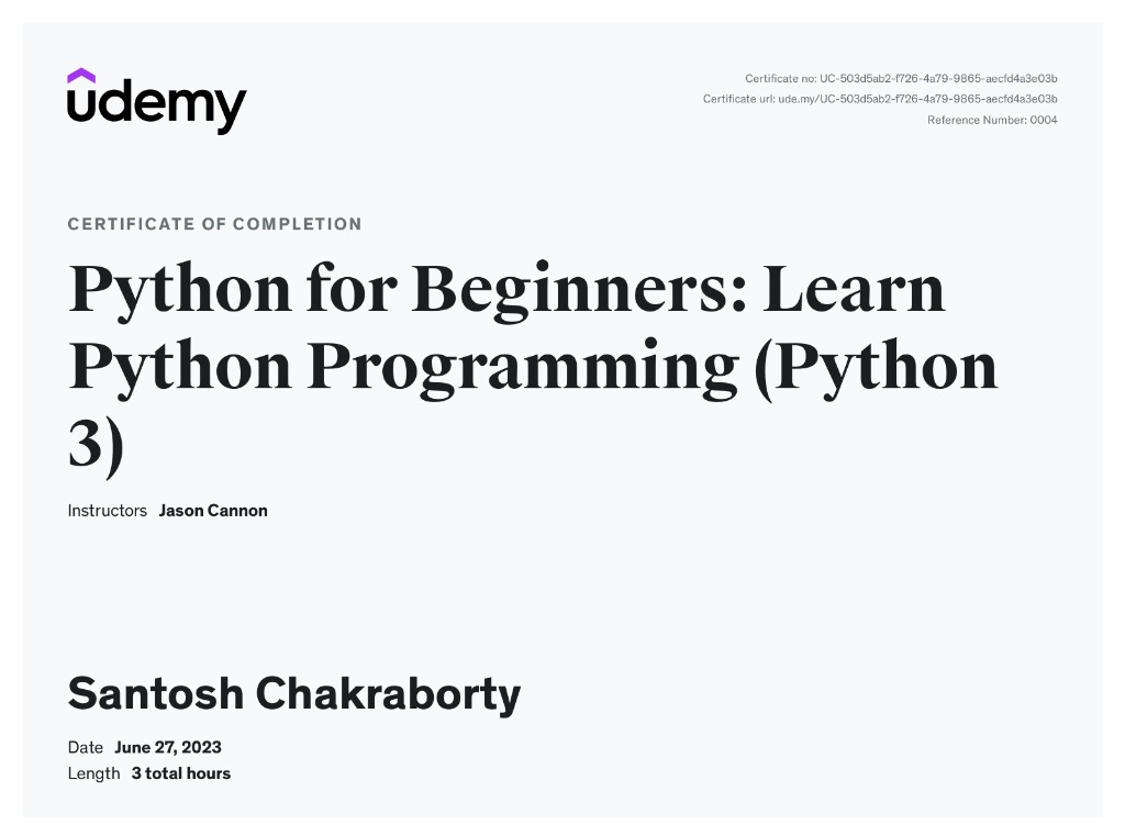 Python for Beginners Certificate
